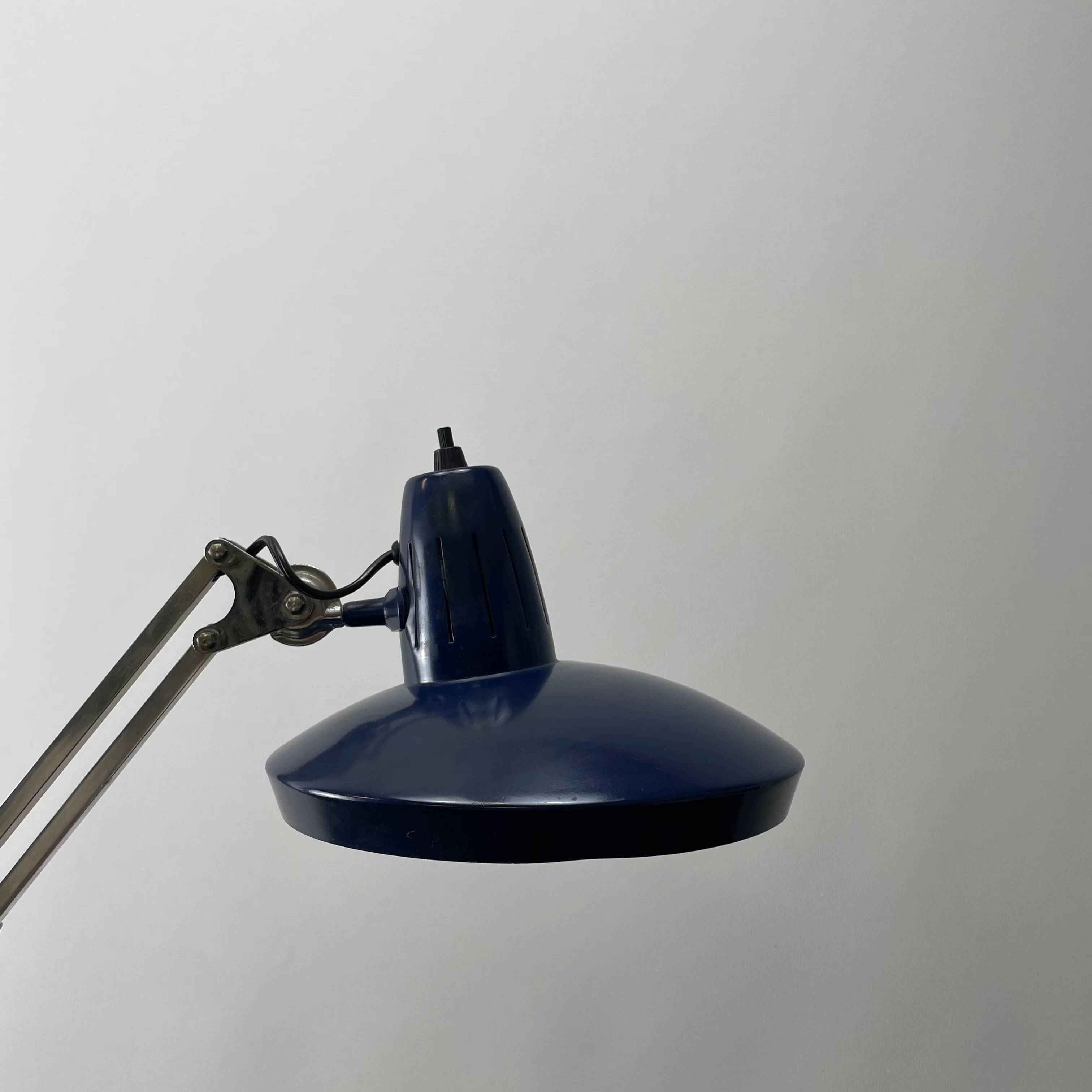 Blue desk lamp '67 G De Luxe' by Fase Madrid, Spain 1970