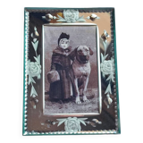 Cadre photo miroir en verre gravé