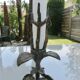 Floral bronze candlestick, Art Nouveau style, 1930s-1940s.