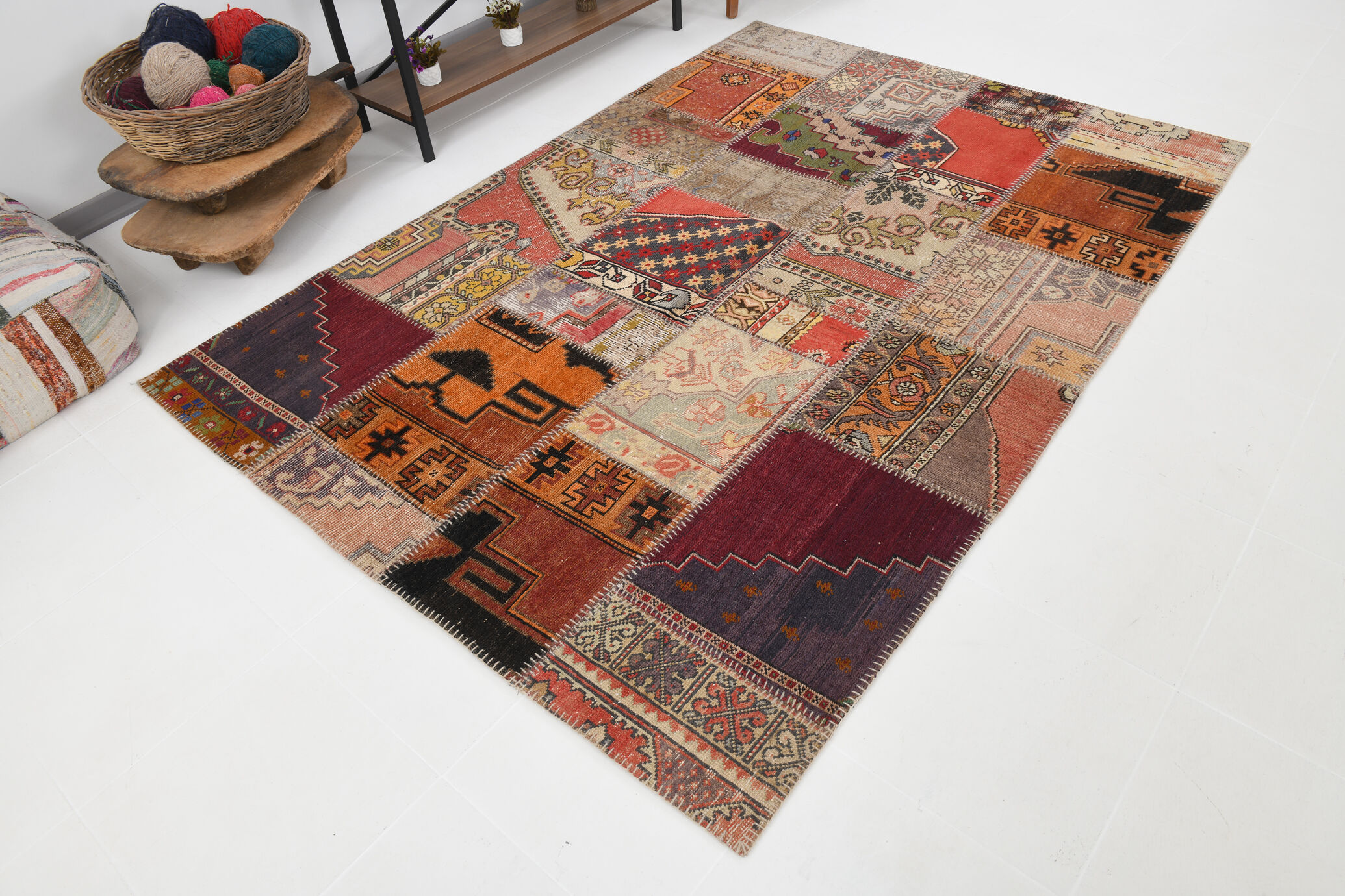 5x8 Red Classic Tapis Teppich Patchwork Rug,242x168Cm