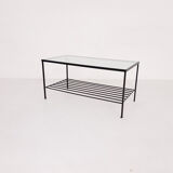 Mid-century modern minimalistic metal and glass coffee table
