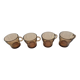 set of 4 vintage brown smoked glass cups with handles
