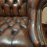 Pair of leather Chesterfield armchairs
