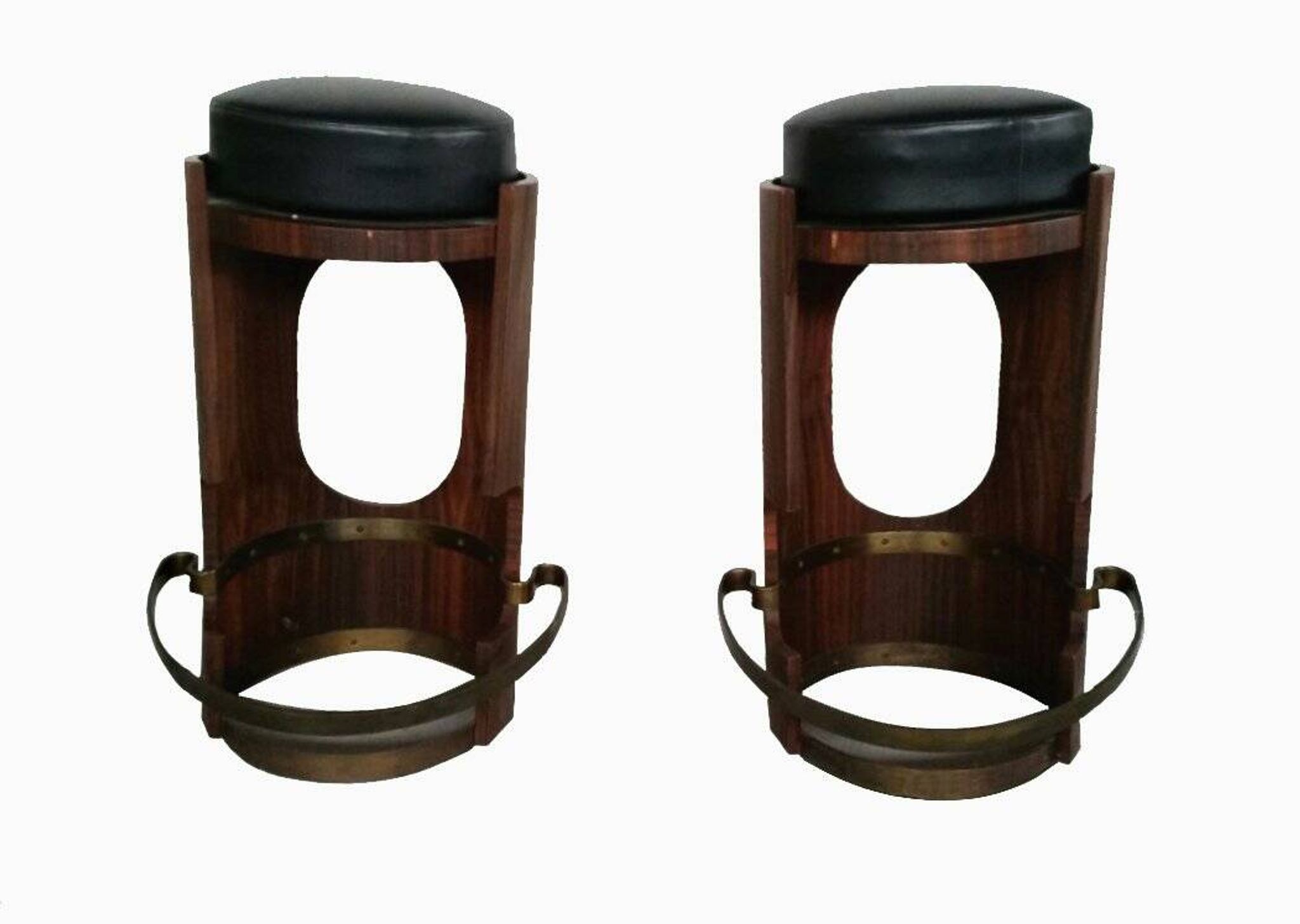 Vintage Wooden Stools, Italy, 1950s, Set of 2