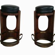 Vintage Wooden Stools, Italy, 1950s, Set of 2