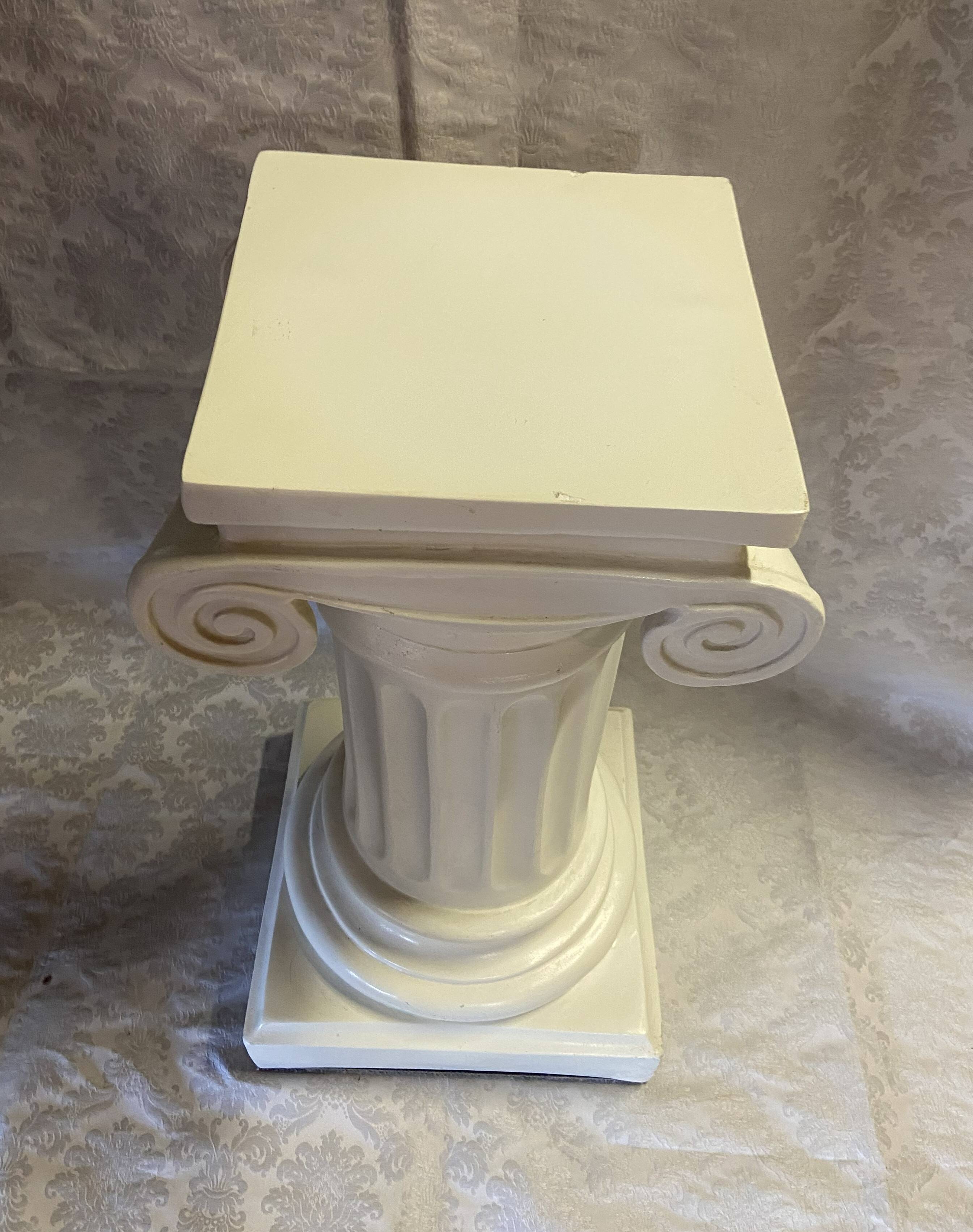 Elegant Pedestal Column in Hardened Plaster with Ionic Volute Capital