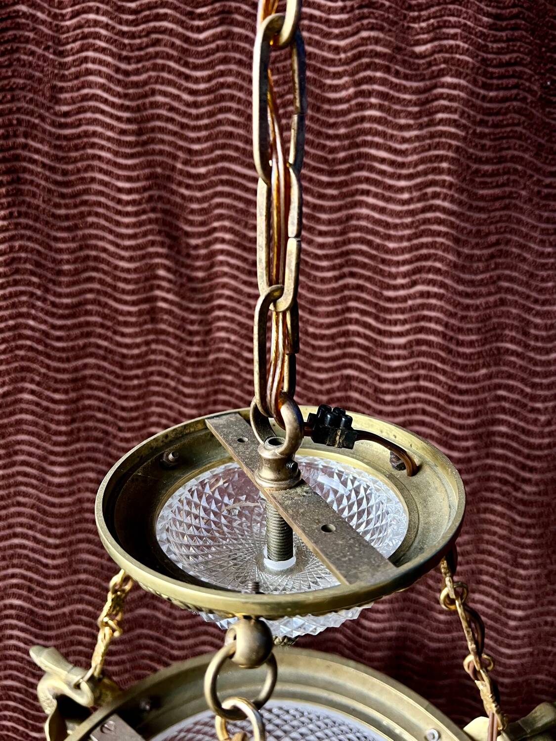Antique Empire gilt bronze swan neck chandelier