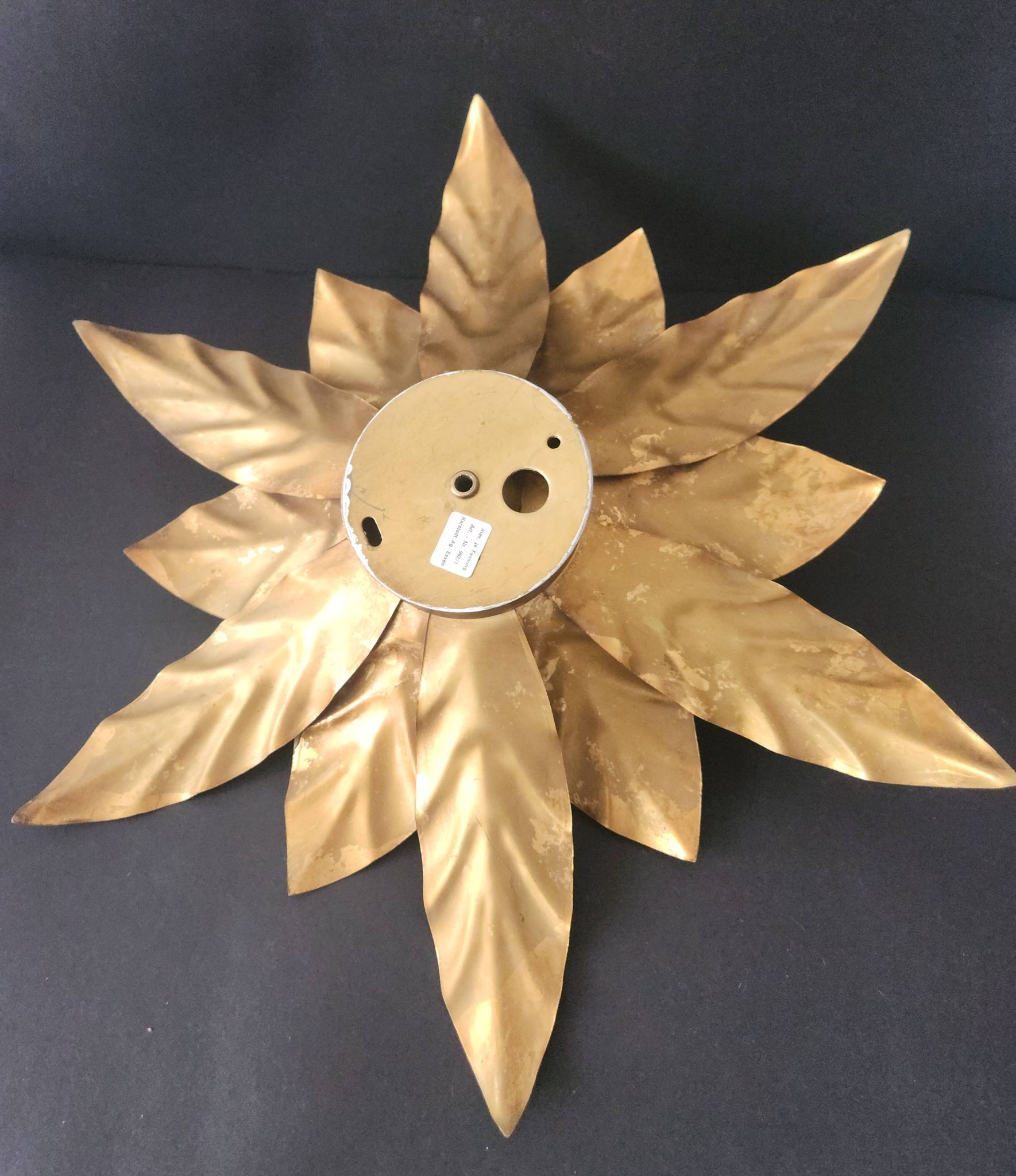 Hollywood Regency Florentine Flower-Shaped Gilt Flush Mount Hans Kögl Italy