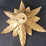 Hollywood Regency Florentine Flower-Shaped Gilt Flush Mount Hans Kögl Italy