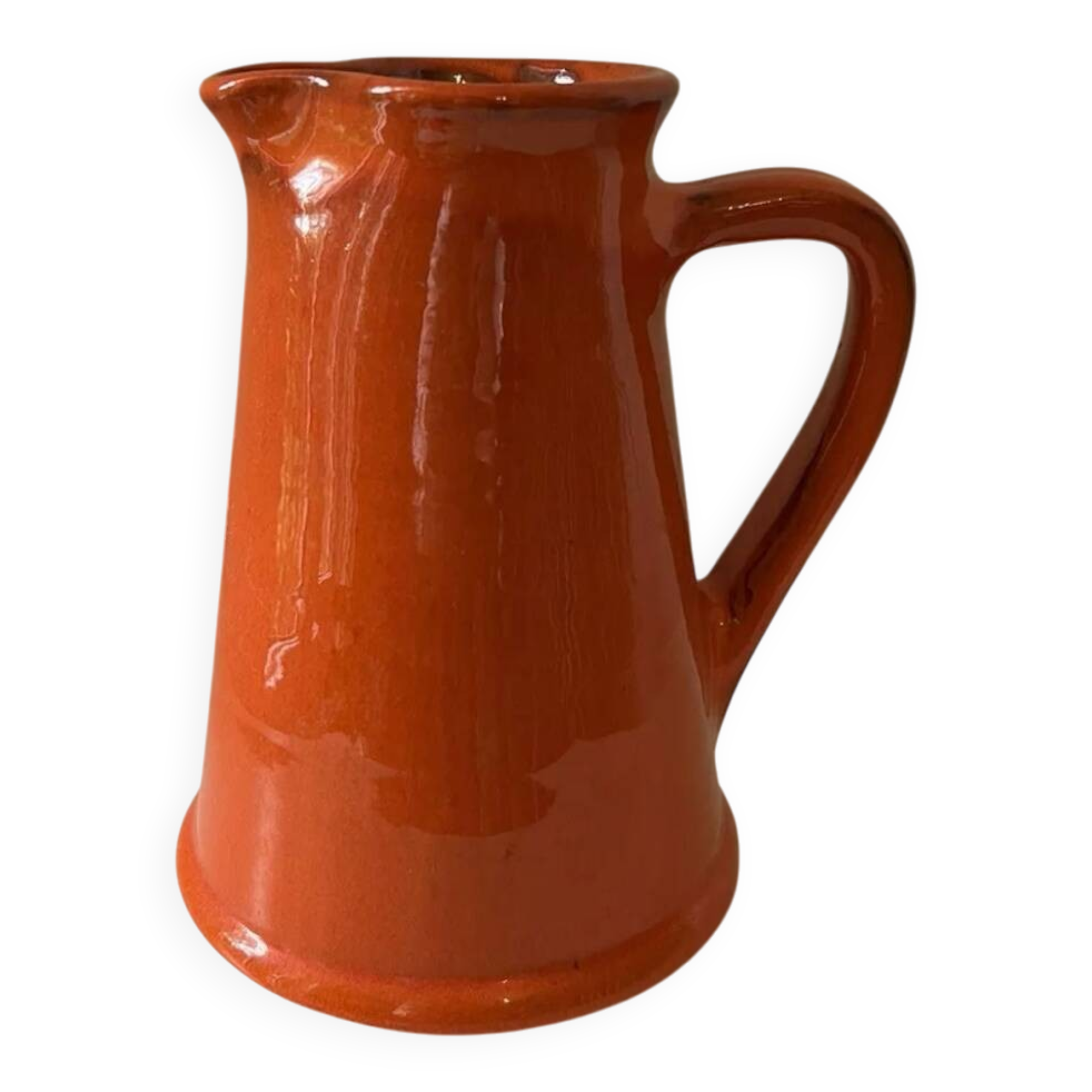 Vintage orange glazed terracotta pitcher