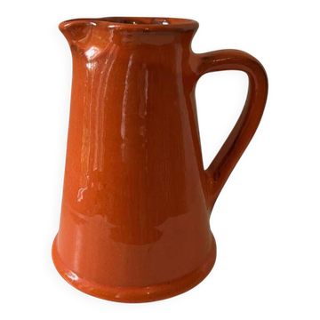 Vintage orange glazed terracotta pitcher