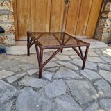 Table basse en rotin vintage