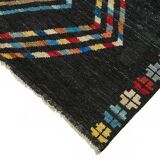 Hand-Knotted Turkish Contemporary 172 cm x 241 cm Black Wool Carpet