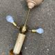 Art Deco floor lamp in solid wood and gilded brass