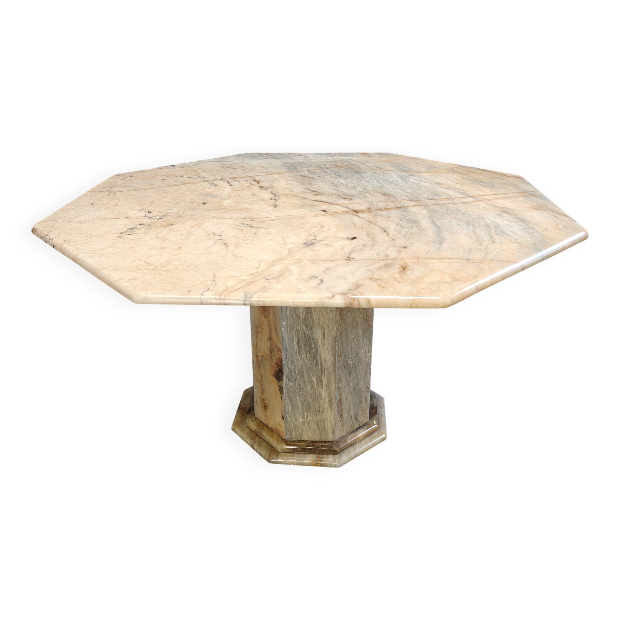 Octogonal italian marble dining table 1970s