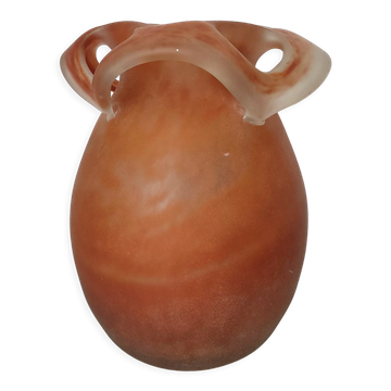 Vase verre marbré mat