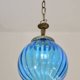 Set of 2 charming vintage Murano blue glass pendant lights, 1960