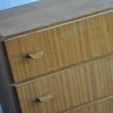 Brown Scandinavian chest of drawers in plywood, 4 drawers, Mid-Century style (1960s)