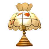 Lampe Vintage en bois, laiton et nacre.