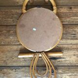 Vintage rattan cat owl mirror
