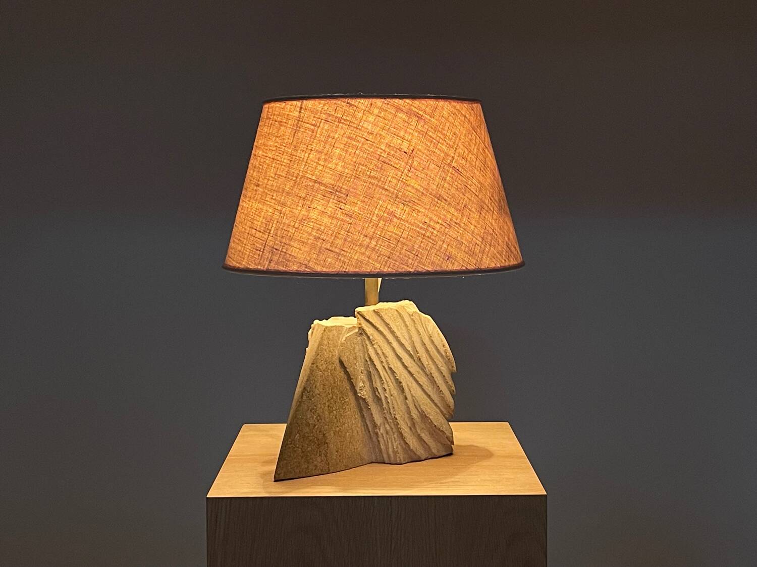Sculpted stone lamp by Albert Tormos 1970