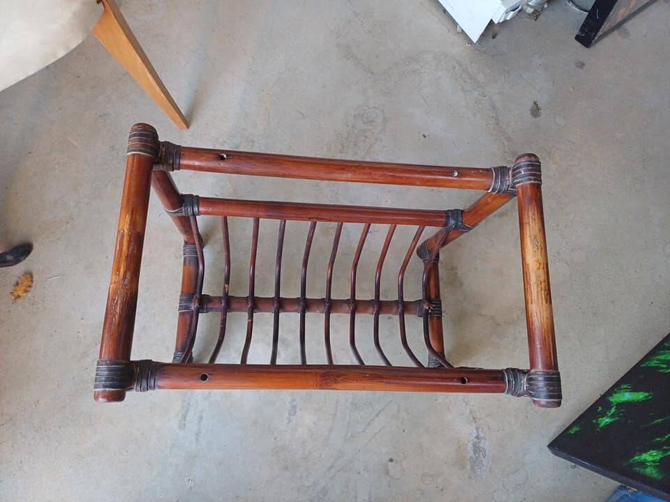Vintage bamboo wicker magazine rack