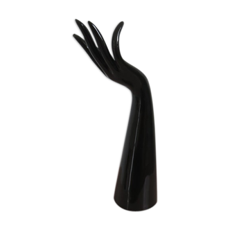 Large black ceramic fig hand 70s