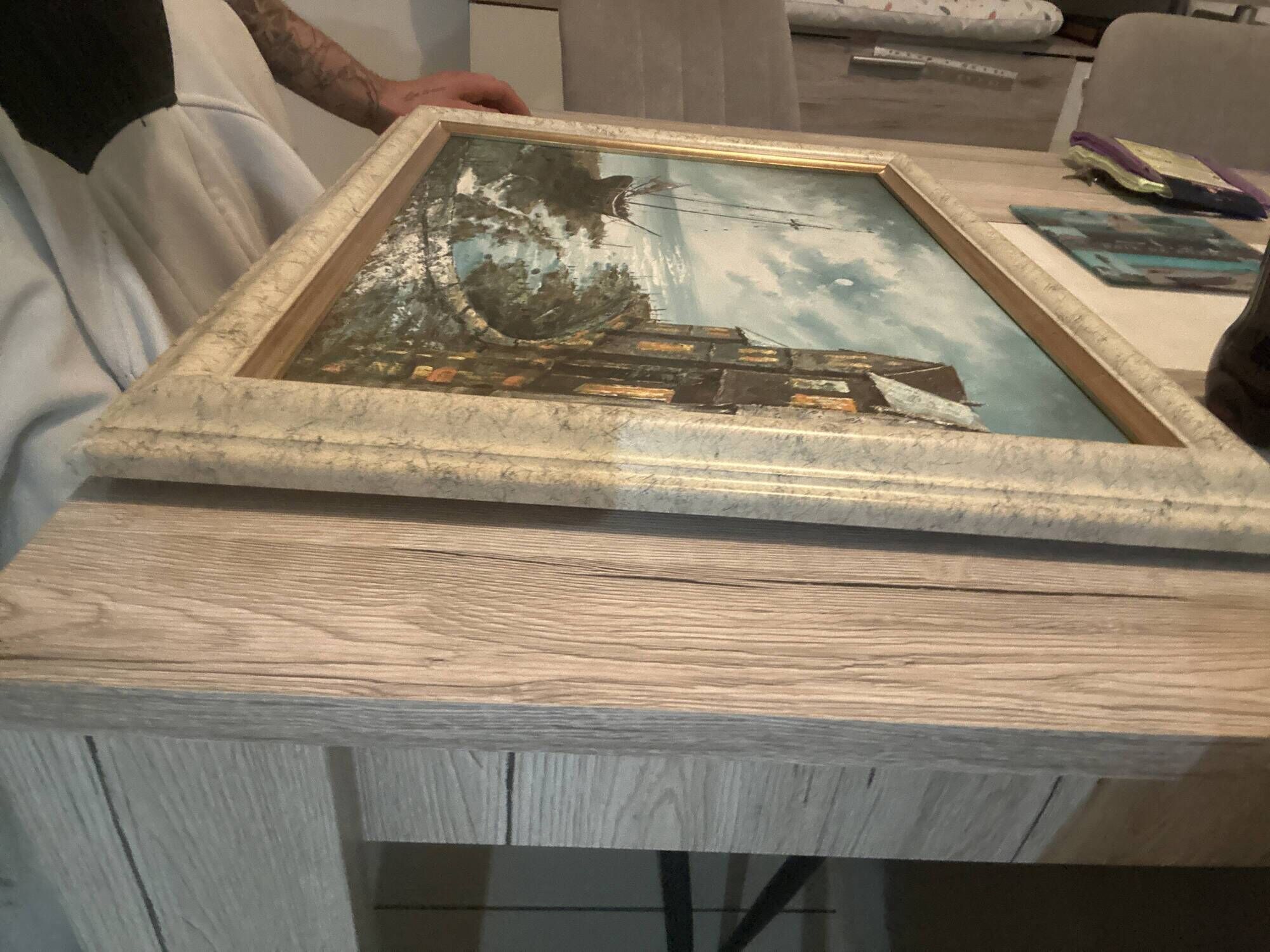Marine Nocturne - Original oil on linen canvas signed by Barton