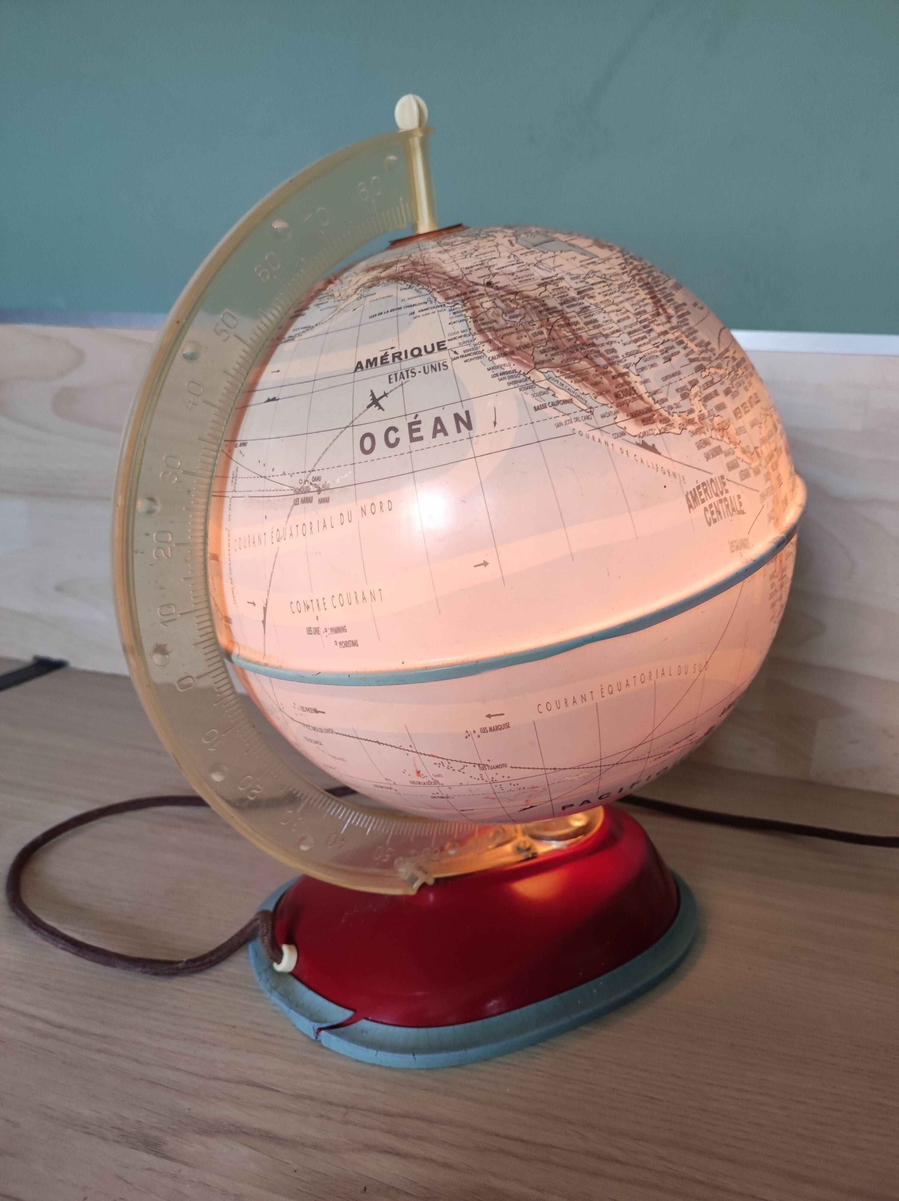 Luminous globe world map west Germany vintage