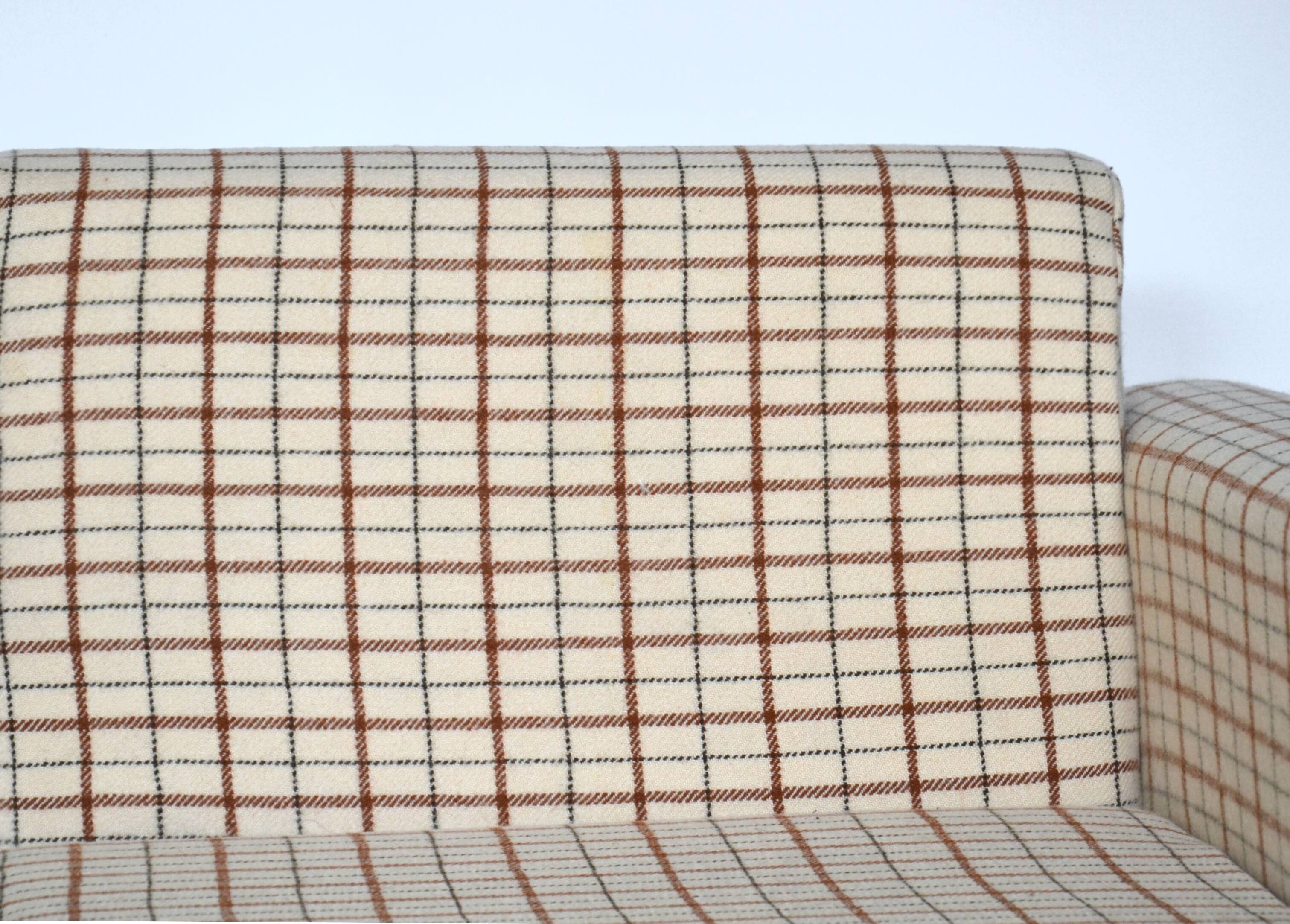 Vintage mid 20th century danish style day sofa, teak, wool upholstery, Scandinavian 1960s