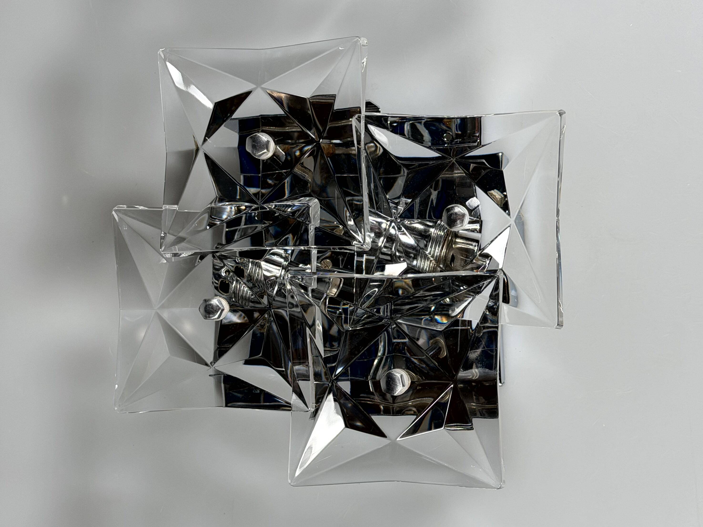 1960s 1970s Wall Sconce by Kinkeldey Lighting Germany in Glass & Chrome