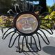 Vintage size iron and glass candle holder