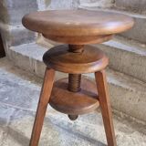Vintage French adjustable beech stool, 1950s