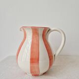 Vintage ceramic vase/pitcher with handmade mandarin stripes.