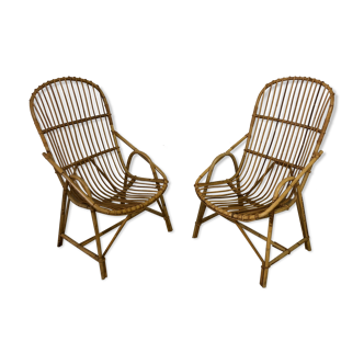 Pair of rattan armchairs