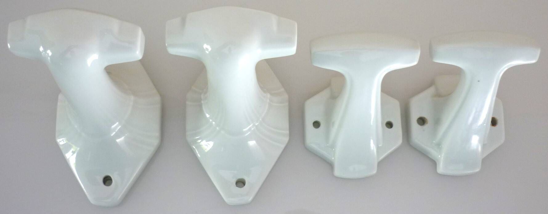 Set of 4 coat hooks, antique porcelain coat rack, art deco circa 1920