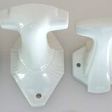 Set of 4 coat hooks, antique porcelain coat rack, art deco circa 1920