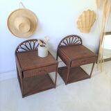 Pair of rattan bedside tables