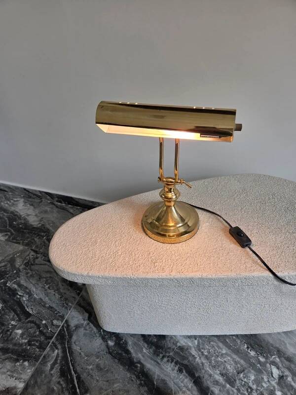 Vintage gold Art Deco banker lamp