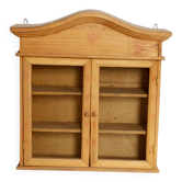 Vintage wooden wall cabinet – 2 mesh doors and shelf
