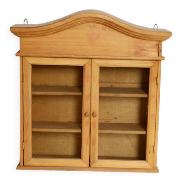 Armoire murale vintage en bois – 2 portes grillagées et étagère
