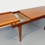 Vintage Scandinavian 50s 60s teak dining table with extension