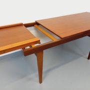 Vintage Scandinavian 50s 60s teak dining table with extension