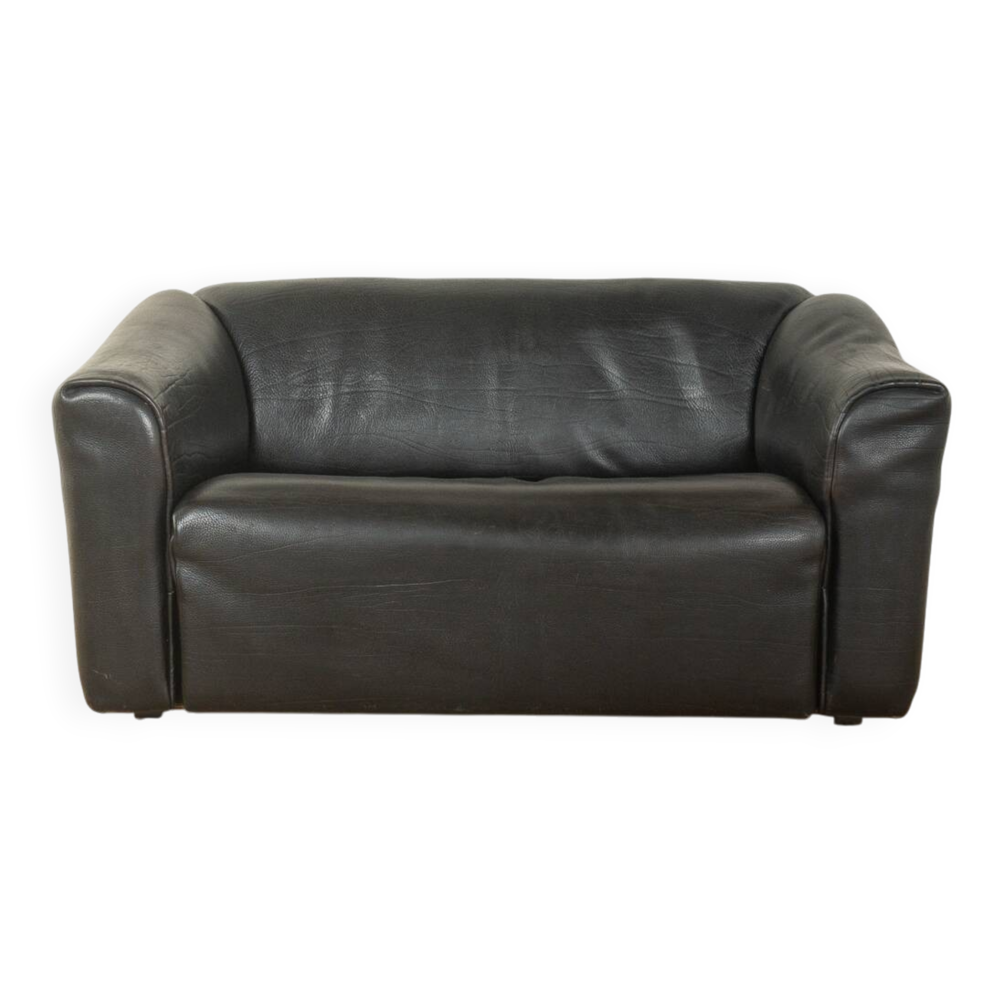 DS-47 two-seater sofa by de Sede, 1970s, black nappa leather