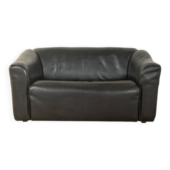 DS-47 two-seater sofa by de Sede, 1970s, black nappa leather