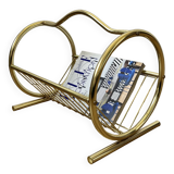 Porte-revues moderne doré du milieu du siècle, années 70