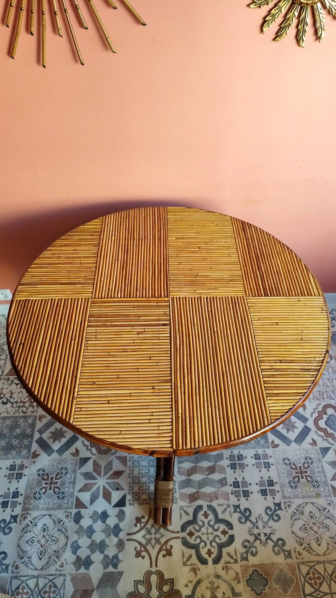 Table vintage en rotin