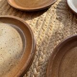 6 large La Borne style pyrite stoneware flat plates