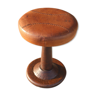 Vintage steel and industrial-style leather stool
