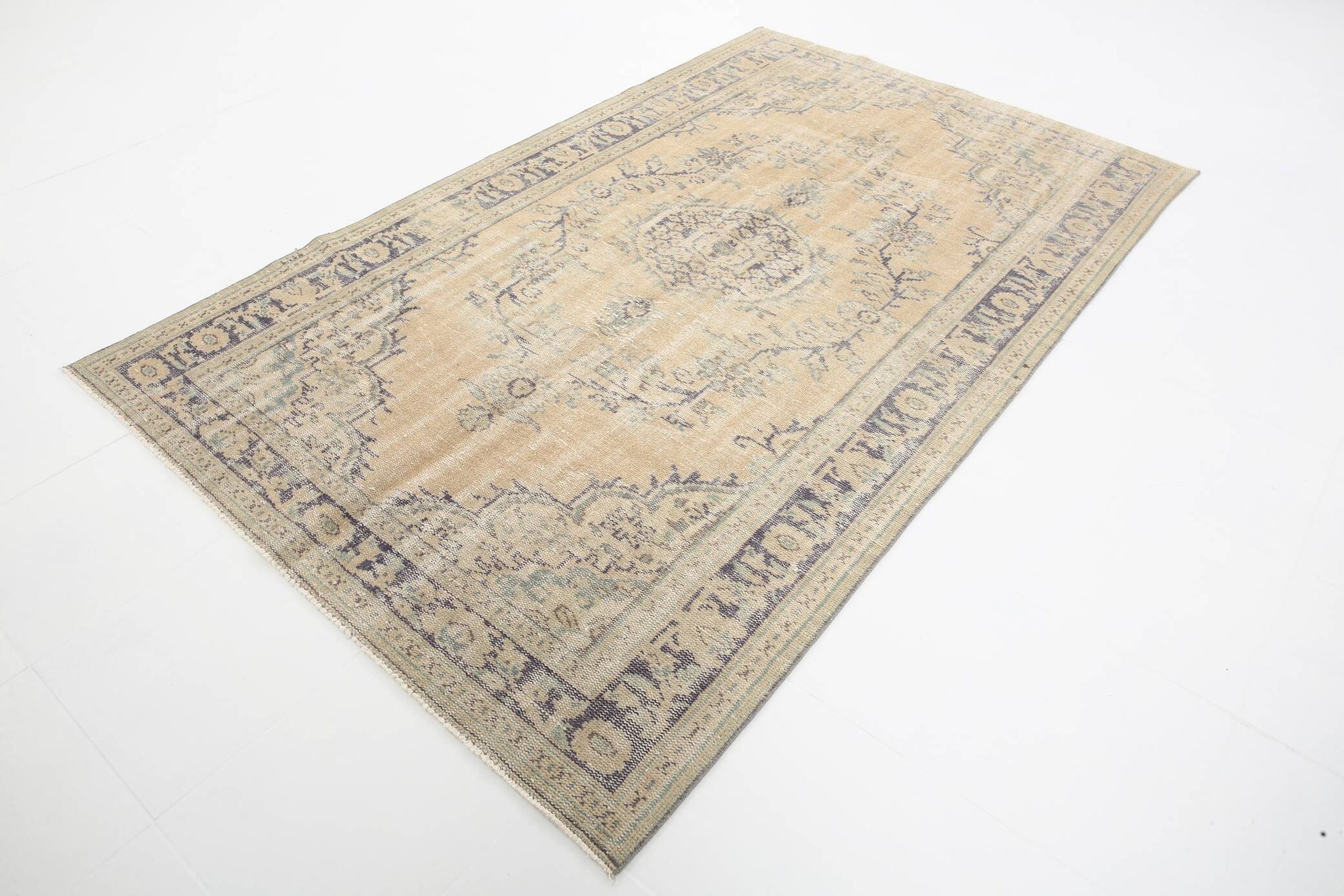 5x9 Beige & Blue Handmade Wool Turkish Rug, 166x272Cm SK 2401 FREE SHIPPING
